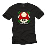 Nerd Geschenke Gamer Shirt - Game Over - Super Mario T-Shirt Herren Computer Spiel Schwarz XXXXL