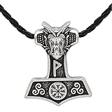 YHNY Wikinger Odin Wolf Head Thor's Hammer Anhänger Halskette Herren Retro Nordic Legierung Schmuck Silver1