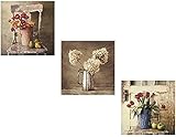 Leinwandbilder,Leinwand Malerei 3 Stück Vintage Obst Blume Poster und Drucke Tulpen Ölgemälde auf Leinwand Wand Pop Art Bild Küche Kaffee Dekor 50*50