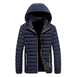 KAIXLIONLY Daunenjacke Herren Kapuzenjacke Leicht Steppjacke Herren mit Kapuze Übergangsjacke Einfarbig Wintermantel Warmer Winterjacke Softshelljack