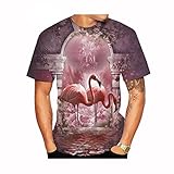 Modisches Flamingo-3D-Druck, Herren-T-Shirt, Flamingo, bedruckt, lässig, kurzärmelig, Größe XS-5XL, Hellbraun, XXXL