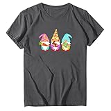 NHNKB Casual Oberteile Damen Bedruckte T-Shirts mit O-Ausschnitt und kurzen Ärmeln mit grafischen Motiven Rundhalsausschnitt Kurzarm Rabbit Arb