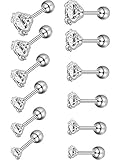 6 Paare 18 Gauge Kubisch Zirkonia Barbell Ohrringe Knorpel Helix Tragus Edelstahl Ohrsteck