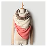 DALIZHAI777 Seidentuch Damen Kaschmirschal Frauen Gestrickter Herbst Winter Dreifarbige Twisted Rosa Schal Wickel Warme Verdicken Umhänge Poncho Kaschmir Schal (Color : Color 1, Size : 200-75cm)