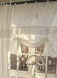 LillaBelle Raff Gardine Lara Offwhite 120x120 cm Volant Bestickt Landhaus Vintage Shabby