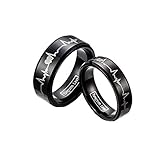 JewelryWe Schmuck 1 Paar Wolfram Wolframcarbid Herzen & Herzschlag Partnerringe Freundschaftsringe Eheringe Trauringe Verlobungsringe Band, Schw