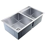 CECIPA Spüle aus Edelstahl 304,Doppelbecken Küchenspüle mit Siphon,2 Becken Einbauspüle,78x43x22