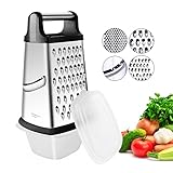 Gelrova Vierkantreibe, 4-seitige Reibe Edelstahl, Edelstahl-Käsereibe ,Kartoffelreibe, Sammelkiste, für Obst, Gemüse, Karotten, Käse, spülmaschinengeeig