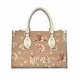 Damen Golden Retriever Handtasche PU Leder Top Griff Henkeltasche Schulterbeutel Umhängetasche Stilvoll für Büro Arbeit Business Schule Taschen Unitasche Multicolor Einheitsgröß