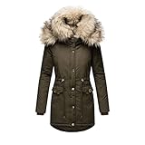 WWricotta Wollfleece Jacke Damen Parka Lang Warm Steppmantel Daunenjacke Mit Kapuze Einfarbig Warme Wintermantel Trenchcoat Outdoorjacke Winterparka Leichte Daunenjacke Softshelljacke Mit T