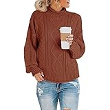 Tekaopuer Damen Rollkragenpullover, Casual Lose Stricken Fledermaus Pullover Langarm Sweatshirt Pullover, Z7-Brick Red, XL