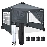 COBIZI Pavillon 3x3m Faltpavillon wasserdicht PVC Beschichtung Pavillondach UV Schutz 50+, mit 4 Seitenteilen für Pavillon 3x3m, Pop up partyzelt Garten Pavillion Faltbar Zelt inkl4 Sandsäcke (Grün)