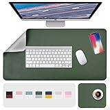 Schreibtischunterlage, Mauspad, Mousepad XXL, wasserdichte Tischunterlage aus PU-Leder, Schreibtischunterlage Kinder, 80 x 40cm, Laptop Unterlage, Ideal für Büro/Zuhause (Grün/Grau)