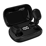 Wsaman Bluetooth 5.0 Wireless Noise Cancelling Earbuds, Kabellose Sport Ohrhörer mit LED-Anzeige Ladebox für Laufen Training, Wireless Earbuds, In Ear Wireless Kopfhörer Kabellos,Schw
