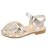 Kinder Mädchen Pailletten Sandalen Flach-Schuhe Partei Glitzer Ballerina Kleinkind Rutschfeste Krabbelschuhe Karneval Fashing Kostüm S