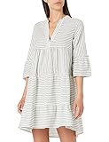 VERO MODA Damen Vmheli 3/4 Short Dress WVN Ga Noos Lässiges Kleid, Snow White/Stripes:Laurel Wreath, S