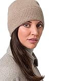 Style & Republic Sport Beanie, Mütze aus 100% Kaschmir, unisize mit 44 cm Bundumfang und 6,5 cm Umschlag, Damen (Nougat)