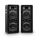 auna Pro PW - passiver PA-Lautsprecher PA-Box, Lautsprecher-Paar, schwarz, Horn-Mitteltöner, 2 x Piezo-Hochtöner,Zwei 3-Wege-Lautsprecher, 400 Watt, schw