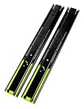 expartners Black Steel Drawer-Läufer, DREI-Sekt-Gleitschienen mit stummem Dämpfer schließen, Möbelzubehör Edelstahl Gleitrutsche Guide Rail Garderobe Schubladenrutsche Size : 14 inch(350mm)
