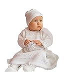 EKO Baby Taufkleid für Mädchen Strick-Set Mütze und Kleid weiß, Größe:80, Farbe:weiß