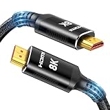 Snowkids HDMI 2.1 Kabel, 2 m, 8K Ultra HighSpeed 8K @ 60Hz und 4K @ 120 Hz, bis zu 48 Gbit/s, Dynamic HDR10 +, VRR, für PS5 Konsole DTS: X, eARC, HDC