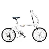 OUKANING Weiß 20 Zoll Faltrad Klapprad Klappfahrrad 7 Gang Fahrrad Doppel V B