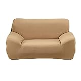 Sofa überzug,Couch überzug,1/2/3/4 Sitzer SofaüBerzug Schonbezug, Stretch Wasserdicht SofaüBerwüRfe Lounge-Bezug Sofaschutz Couchhusse, Couchbezug Wasserdicht, Pflegeleicht(Color: Camel,Size:2 S