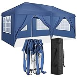 TOOLUCK Falt Pavillon 3x6 Wasserdicht UV-Schutz Pavillon Pop Up Gartenzelt with 6 Seitenteilen and Sandsacks, B