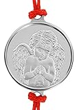 Himmlischer Engel rotes Band verstellbares Armband mit feiner Silbermünze Medaille 16