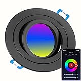 Tevea Premium Dimmbar RGBW Led Einbaustrahler Schwenkbar | GU10 5W 230V austauchbar Led | Smarthome | Wifi control (Matt Schwarz)