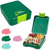 schmatzfatz Easy Kinder Snackbox, Bento Box mit unterteilten Fächern, Lunchbox (Grün)