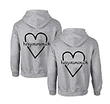 Best Friends Pullover für Zwei Mädchen Beste Freunde Hoodie für Sister Freundin Schwester Kapuzenpullover Damen Pulli BFF Geschenke Sister Pullover Set (Herz - Grau - 1 Stück, L)