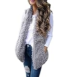 Dorical Damen Weste Jacke Weste Winter Warm Hoodie Outwear Damen Plüsch Weste Winter Warm Hoodie Outwear Sherpa Ärmellos Jacke Plüschweste Cardigan Parkas mit T