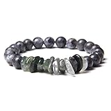 CHJJHH Perlen Armband Naturstein Lava Vulkan Perlen Armband Unregelmäßig Rutil Quarz Labradorit Chips Perlen Armband Frauen Männer Schmuck D 19C