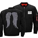 COZY LS Bomberjacken Für Herren Windjacken – Outdoor-Baseballjacke Mit The Walking Dead-Print Und Reißverschlusstaschen Mäntel – Teens GIF-Black||XL