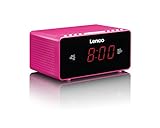 Lenco Radiowecker CR-510 mit 2 Weckzeiten und Wochenend-Funktion, 2,3 cm LED Display, dimmbar, Sleep-Timer, Schlummerfunktion, AUX-Eingang, pink