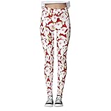 QTJY Weihnachtsfeier-Leggings, 3D-gedruckte schlanke Leggings mit hoher Taille, Lauf-Fitness-Yogahose für Damen C XL