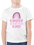 Kindergarten Geschenk Outfit - Kindergartenkind Regenbogen Rosa - 116 (5/6 Jahre) - Weiß - Zeichnung - F130K - Kinder Tshirts und T-Shirt für Jung