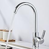 Dolinvo Küchenarmatur 360° Drehbar mit Abnehmbarer Perlator Wasser Sparen Wasserhahn für Küche Silber Chrom Spülbecken Amartur Hochdruck SUS304 Edelstahl Korrosionsbeständig Elegant Desig