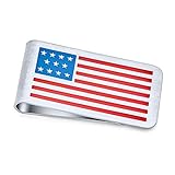 Bling Jewelry Patriotische Usa Amerikanische Flagge Rot Weiß Blau Sterne Streifen Geld Clip Für Männer Schlicht Gravierbare Kreditkarte E