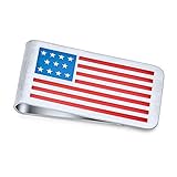 Bling Jewelry Patriotische Usa Amerikanische Flagge Rot Weiß Blau Sterne Streifen Geld Clip Für Männer Schlicht Gravierbare Kreditkarte E