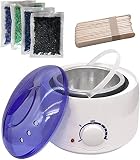 haarentfernung wachs wax set wachswärmer waxing kit wax warmer wachserhitzer enthaarung wachsgerät wachsbohnen set mit 30 holzspateln für Augenbraue Gesicht Achsel Bikini Bein bikini 400g wachsp
