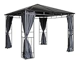 GRASEKAMP Qualität seit 1972 Hardtop Pavillon Limone 3x3m inkl. Seitenteile Doppelstegplatten Hohlkammer Polycarb