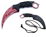 KOSxBO® CSGO Knife - Karambit Messer red White 19 cm - Tactical Hunter Knife Red Spiderl Editon - Counter Strike Global Offensive Skin - rotes Neck