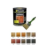 Pictolor Holzlasur 0,75 Liter, Mahagoni + Lasurpinsel 70