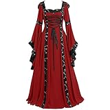 Mittelalter Kleidung Damen Renaissance Kostüme Samt Kleid für Halloween Fasching Karneval Hexe Vampire Gothic Cosplay Kostü