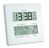 TFA Dostmann TIMELINE Digitale Funkuhr mit Temperatur, Kunststoff, weiß, L 195 x B 27 (110) x H 195