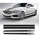 Auto Seitenaufkleber Aufkleber,Für Mercedes Benz ACE GLA CLA CLS GLC Klasse AMG A45 W205 C63 W177 Haube Motorhaube Streifen Aufkleber Seitenschweller Aufkleb