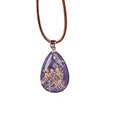 Qiuday Halskette Damen Anhänger Kette 45 cm Schmuck für Frauen Frauen leuchtende getrocknete Blume Teardrop Anhänger Halskette Charm Kette Schmuck Lederkette Halskette Lederb