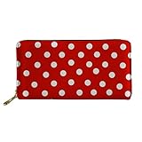 MODEGA Modische Geldbörse mit Reißverschluss für Damen, Geldgeld, Münzhalter, für Outdoor, Reisen, tragbare Kreditkarten-Tasche, Geschenke für Mädchen, red dot, Large, C